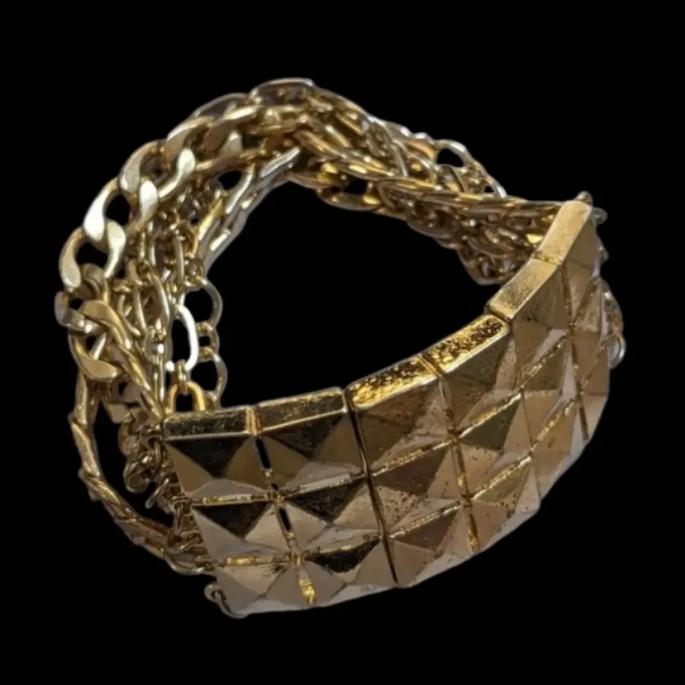 Gold Tone‎ Link Stretch Cuff Bracelet